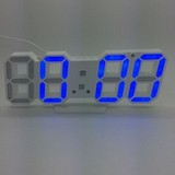 3D LED-Uhr mit Wecker, Kalender und Temperaturanzeige,23x8cm blau lampe weiss