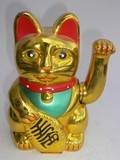 18cm Glückskatze (batteriebetrieben) Winkekatze Lucky Cat Maneki Neko #gold
