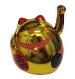 7,5cm Glückskatze (batteriebetrieben) Winkekatze Lucky Cat Maneki Neko #gold