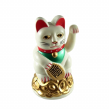 11cm Glückskatze (batteriebetrieben) Winkekatze Lucky Cat Maneki Neko #weiß