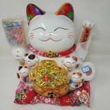 30cm Keramik-Winkekatze Glückskatze Lucky Cat Maneki Neko
