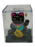 6cm Glückskatze (solarbetrieben) Winkekatze Lucky Cat Maneki Neko #schwarz