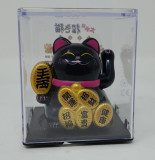 6cm Glückskatze (solarbetrieben) Winkekatze Lucky Cat Maneki Neko #schwarz