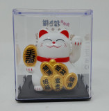 6cm Glückskatze (solarbetrieben) Winkekatze Lucky Cat Maneki Neko #weiss