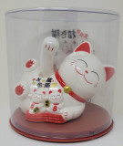 10cm Glückskatze (solarbetrieben) Winkekatze Lucky Cat Maneki Neko #Weiss