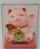 10cm Glückskatze (solarbetrieben) Winkekatze Lucky Cat Maneki Neko #pink