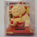 10cm Glückskatze (solarbetrieben) Winkekatze Lucky Cat Maneki Neko #Bige