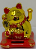 7cm Glückskatze (solarbetrieben) Winkekatze Lucky Cat Maneki Neko #Gold