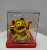 6cm Glückskatze (solarbetrieben) Winkekatze Lucky Cat Maneki Neko #Gold