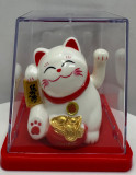 6cm Glückskatze (solarbetrieben) Winkekatze Lucky Cat Maneki Neko #weiss