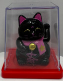 6cm Glückskatze (solarbetrieben) Winkekatze Lucky Cat Maneki Neko #schwarz