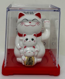 6cm Glückskatze (solarbetrieben) Winkekatze Lucky Cat Maneki Neko #weiss