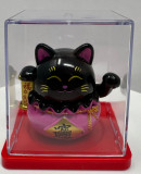 6cm Glückskatze (solarbetrieben) Winkekatze Lucky Cat Maneki Neko #schwarz