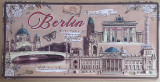 Weißblechen Kühlschrankmagnet 30x15cm mit Berlin-Motiv.