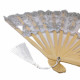 27cm Handfächer Bambus Spitzenstoff mit Pailletten Blumen (farbig sortiert)
