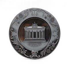 Decorative plate Ø8.3cm with stand silver