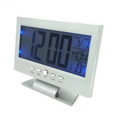 LCD digital alarm clock with motion and sound sensormm mit Motiv # DS-8082 silver