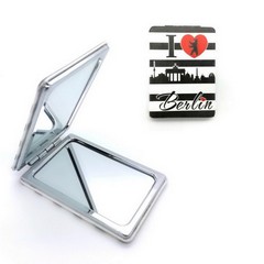 Folding mirror square with i Love Berlin motif