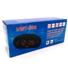LED clock with alarm clock and radio