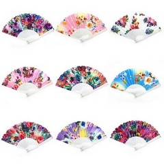 Hand fan flower pattern assorted colors fabric fan fabric fan Wedler