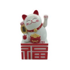 Mini Winkekatze Glückskatze Lucky Cat Maneki Nekoauf Podest #weiss