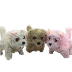 Stuffed animal dog plush toy running with battery barks moving head