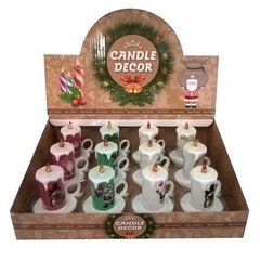 Glowing candle Christmas decoration in a sales display of 12 incl. battery 8cm