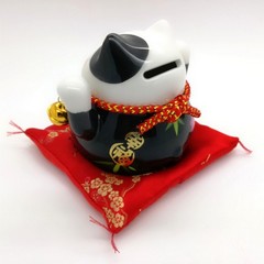 12cm Keramik-Winkekatze Glückskatze Lucky Cat Maneki Neko mit Spardose #131108