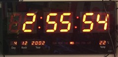 LED wall clock with numbers red square digital clock date temperature alarm (45x22cm) 4622mm #