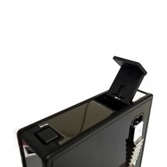 Cigarette case for 10 cigarette dispensers with integrated lighter (assorted colors)