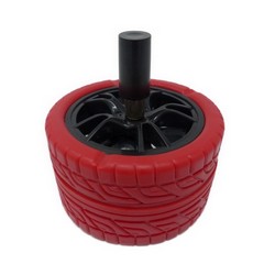 Metal ashtray (11cm) with black,  blue,  red leather.