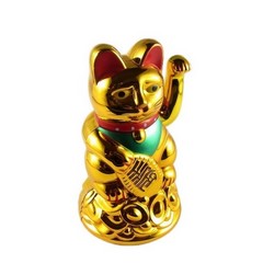 11cm Glückskatze (batteriebetrieben) Winkekatze Lucky Cat Maneki Neko #gold