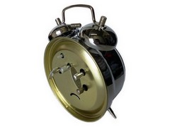 17cm Doppel-Glocken Wecker mechanisches Uhrwerk (Federwerk) in silber (817)