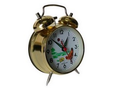 17cm Doppell-Glocken Wecker mechanisches Uhrwerk (Federwerk) in gold (817)