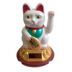 Lucky cat (solar powered) waving cat Lucky Cat Maneki Neko 18cm white (346)