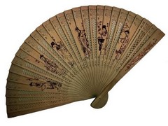 Wooden fans punched with various motifs