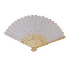 Hand fan wood white with fabric.