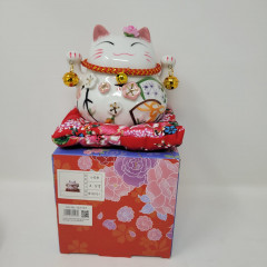 Ceramic waving cat Lucky Cat Maneki Neko (approx. 12cm) with money boxmm mit Motiv # 131107