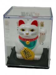 6cm Glückskatze (solarbetrieben) Winkekatze Lucky Cat Maneki Neko #weiss