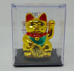 6cm Glückskatze (solarbetrieben) Winkekatze Lucky Cat Maneki Neko #gold