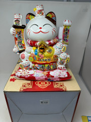 29cm Keramik-Winkekatze Glückskatze Lucky Cat Maneki Neko
