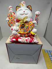 20cm Keramik-Winkekatze Glückskatze Lucky Cat Maneki Neko