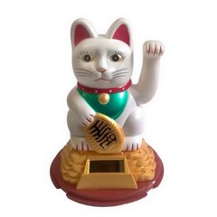 Lucky cat (solar powered) waving cat Lucky Cat Maneki Neko 15cm white (345)