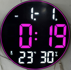 LED - Wanduhr mit Zahlen grün quadratisch digital Uhr Datum Temperatur Alarm (30x3 cm) mit Fernbedienung