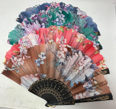 Hand Fan Wood with Blossom Tree Pattern Green (copy) (copy)