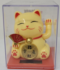 10cm Glückskatze (solarbetrieben) Winkekatze Lucky Cat Maneki Neko #bige