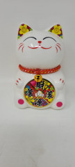 12cm Keramik-Winkekatze Glückskatze Lucky Cat Maneki Neko mit Spardose