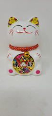 12cm Keramik-Winkekatze Glückskatze Lucky Cat Maneki Neko mit Spardose