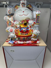 32cm Keramik-Winkekatze Glückskatze Lucky Cat Maneki Neko (neues Modell)