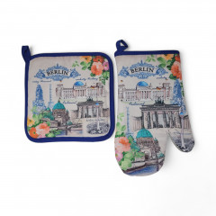 Baumwoll Topflappen Handschuhe mit Berline Motiv.